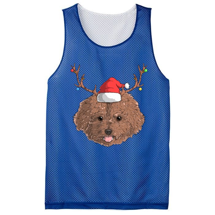 Poodle Dog Santa Claus Hat Christmas Xmas Holiday Reindeer Funny Gift Mesh Reversible Basketball Jersey Tank