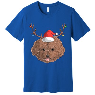 Poodle Dog Santa Claus Hat Christmas Xmas Holiday Reindeer Funny Gift Premium T-Shirt