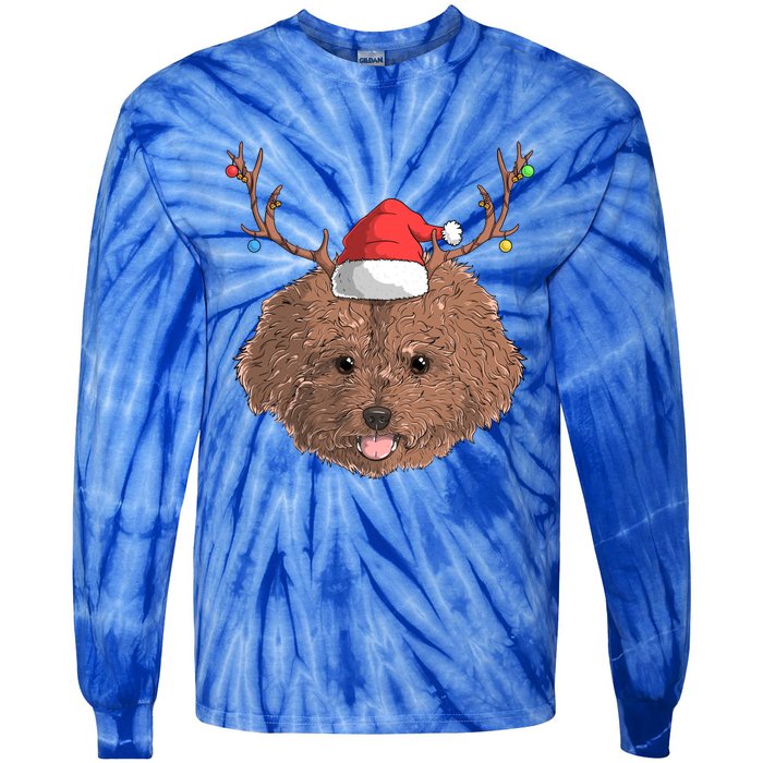 Poodle Dog Santa Claus Hat Christmas Xmas Holiday Reindeer Funny Gift Tie-Dye Long Sleeve Shirt