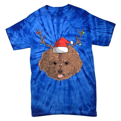 Poodle Dog Santa Claus Hat Christmas Xmas Holiday Reindeer Funny Gift Tie-Dye T-Shirt