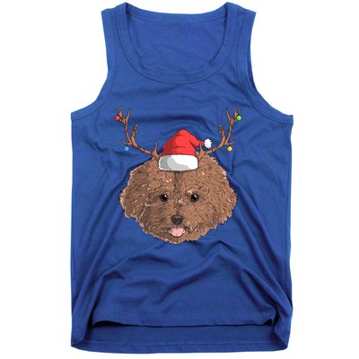 Poodle Dog Santa Claus Hat Christmas Xmas Holiday Reindeer Funny Gift Tank Top