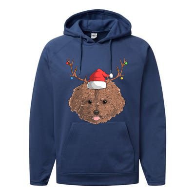 Poodle Dog Santa Claus Hat Christmas Xmas Holiday Reindeer Funny Gift Performance Fleece Hoodie