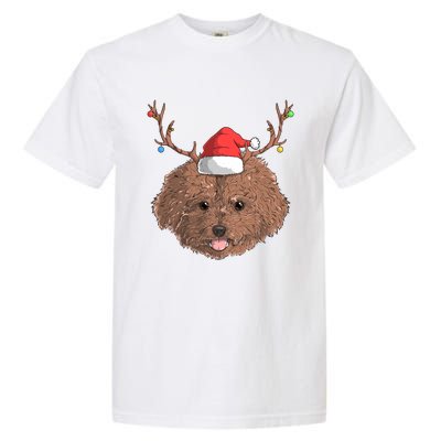 Poodle Dog Santa Claus Hat Christmas Xmas Holiday Reindeer Funny Gift Garment-Dyed Heavyweight T-Shirt