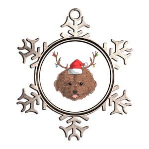 Poodle Dog Santa Claus Hat Christmas Xmas Holiday Reindeer Funny Gift Metallic Star Ornament