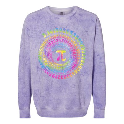 Pi Day Spiral Pi Tie Dye Numbers Math Pi Day 3.14 Colorblast Crewneck Sweatshirt