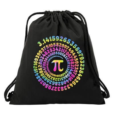 Pi Day Spiral Pi Tie Dye Numbers Math Pi Day 3.14 Drawstring Bag