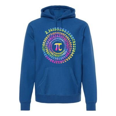 Pi Day Spiral Pi Tie Dye Numbers Math Pi Day 3.14 Premium Hoodie