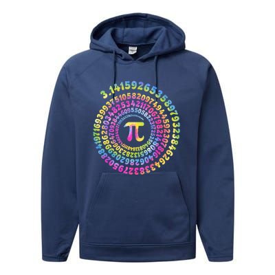 Pi Day Spiral Pi Tie Dye Numbers Math Pi Day 3.14 Performance Fleece Hoodie