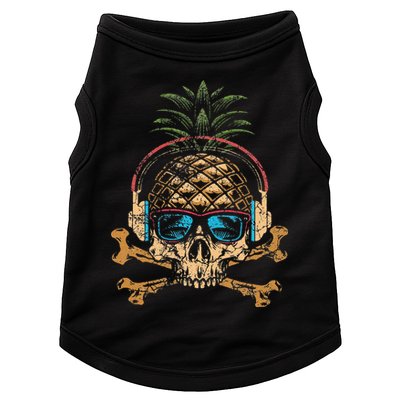 Pineapple DJ Skull Summer Vibes Gamer Hawaiian Sunglasses Doggie Tank