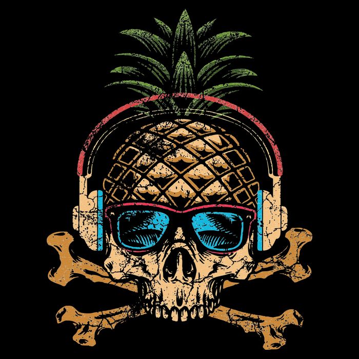 Pineapple DJ Skull Summer Vibes Gamer Hawaiian Sunglasses Sustainable Bucket Hat