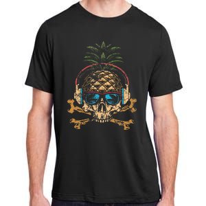 Pineapple DJ Skull Summer Vibes Gamer Hawaiian Sunglasses Adult ChromaSoft Performance T-Shirt