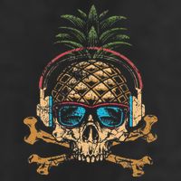 Pineapple DJ Skull Summer Vibes Gamer Hawaiian Sunglasses Beanie