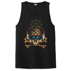 Pineapple DJ Skull Summer Vibes Gamer Hawaiian Sunglasses PosiCharge Competitor Tank