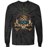 Pineapple DJ Skull Summer Vibes Gamer Hawaiian Sunglasses Tie-Dye Long Sleeve Shirt