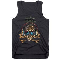 Pineapple DJ Skull Summer Vibes Gamer Hawaiian Sunglasses Tank Top