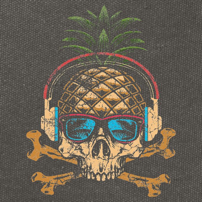 Pineapple DJ Skull Summer Vibes Gamer Hawaiian Sunglasses Cotton Canvas Backpack