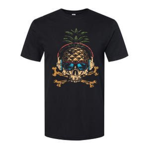 Pineapple DJ Skull Summer Vibes Gamer Hawaiian Sunglasses Softstyle CVC T-Shirt