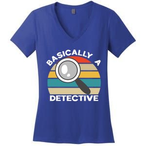 Private Detective Secret Spy Team Basically A Detective Gift Women's V-Neck T-Shirt