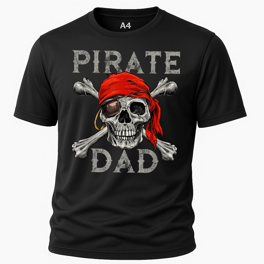 Pirate Dad Shirt Jolly Roger Skull & Crossbones Flag Cooling Performance Crew T-Shirt