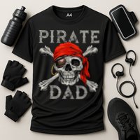 Pirate Dad Shirt Jolly Roger Skull & Crossbones Flag Cooling Performance Crew T-Shirt