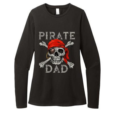 Pirate Dad Shirt Jolly Roger Skull & Crossbones Flag Womens CVC Long Sleeve Shirt