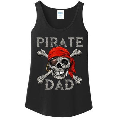 Pirate Dad Shirt Jolly Roger Skull & Crossbones Flag Ladies Essential Tank