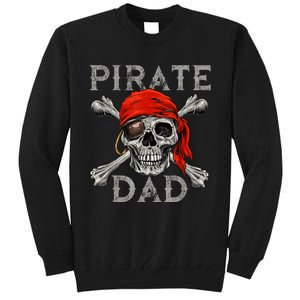 Pirate Dad Shirt Jolly Roger Skull & Crossbones Flag Tall Sweatshirt