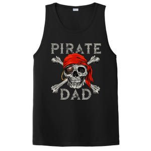 Pirate Dad Shirt Jolly Roger Skull & Crossbones Flag PosiCharge Competitor Tank