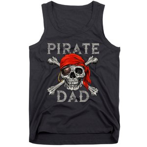 Pirate Dad Shirt Jolly Roger Skull & Crossbones Flag Tank Top