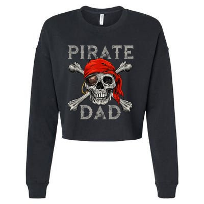 Pirate Dad Shirt Jolly Roger Skull & Crossbones Flag Cropped Pullover Crew