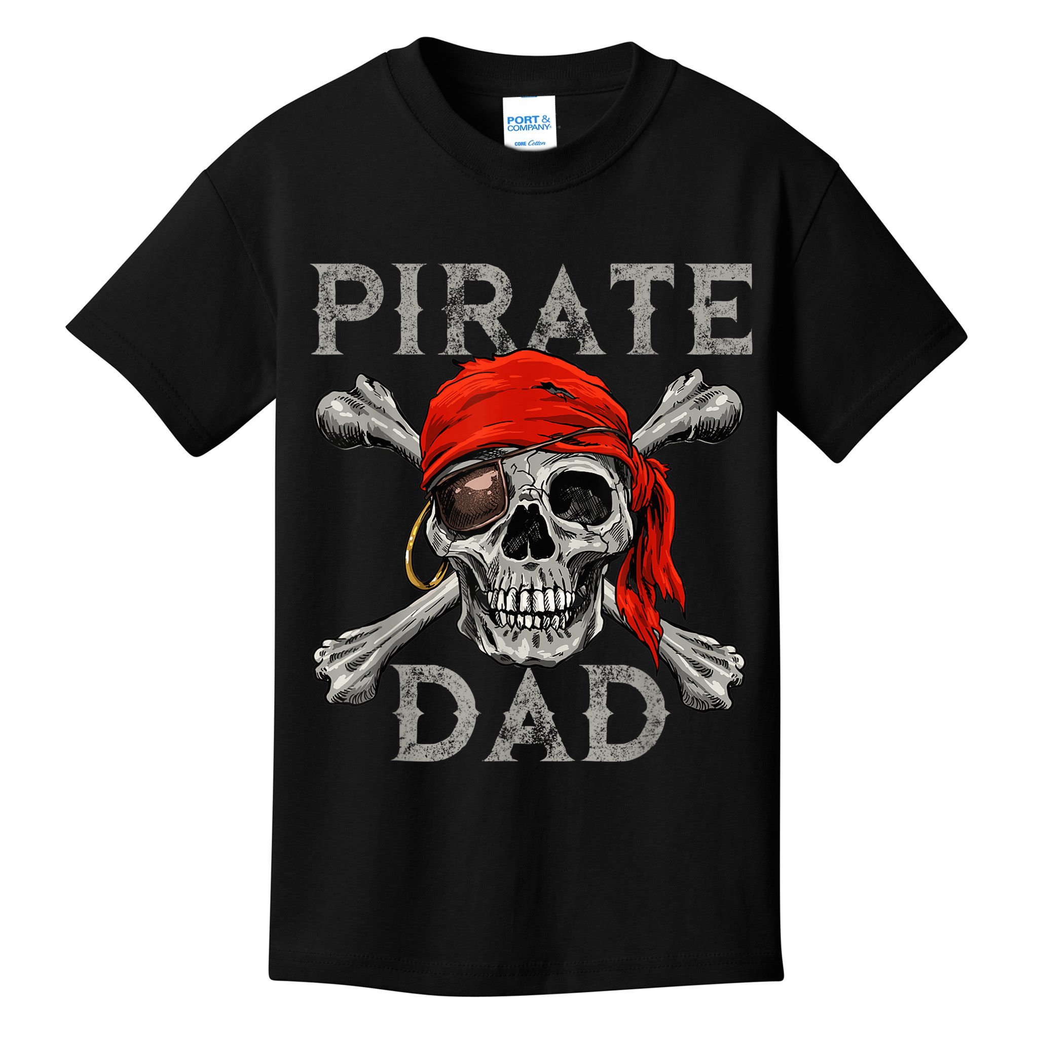 Pirate Dad Shirt Jolly Roger Skull & Crossbones Flag Kids T-Shirt