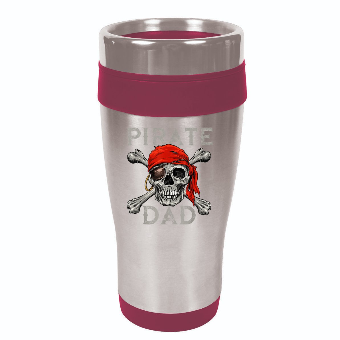 Pirate Dad Shirt Jolly Roger Skull & Crossbones Flag 16oz Travel Tumbler