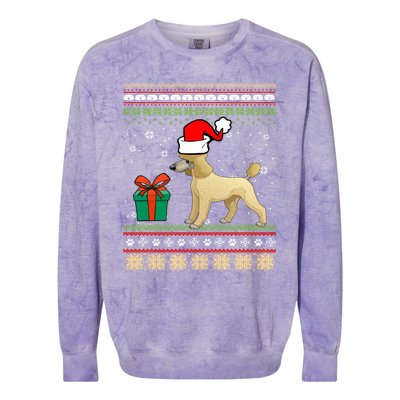 Poodle Dog Santa Hat Ugly Christmas Funny Dogs Lovers Xmas Cool Gift Colorblast Crewneck Sweatshirt