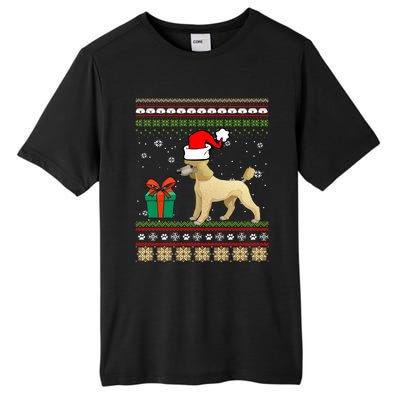 Poodle Dog Santa Hat Ugly Christmas Funny Dogs Lovers Xmas Cool Gift Tall Fusion ChromaSoft Performance T-Shirt