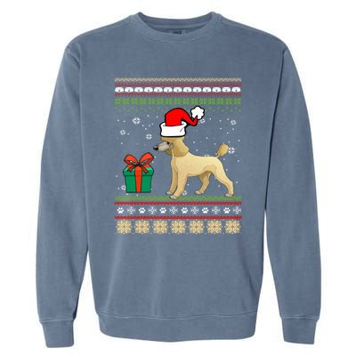 Poodle Dog Santa Hat Ugly Christmas Funny Dogs Lovers Xmas Cool Gift Garment-Dyed Sweatshirt