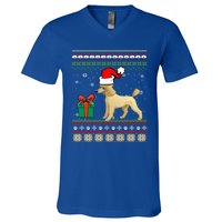 Poodle Dog Santa Hat Ugly Christmas Funny Dogs Lovers Xmas Cool Gift V-Neck T-Shirt