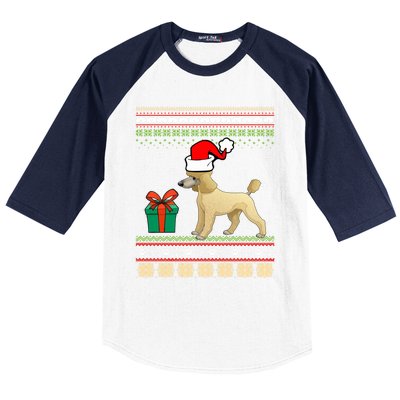 Poodle Dog Santa Hat Ugly Christmas Funny Dogs Lovers Xmas Cool Gift Baseball Sleeve Shirt