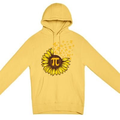 Pi Day Sunflower Floral Flower Premium Pullover Hoodie