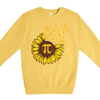 Pi Day Sunflower Floral Flower Premium Crewneck Sweatshirt