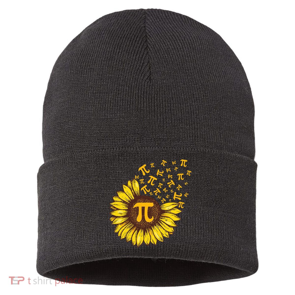 Pi Day Sunflower Floral Flower Sustainable Knit Beanie