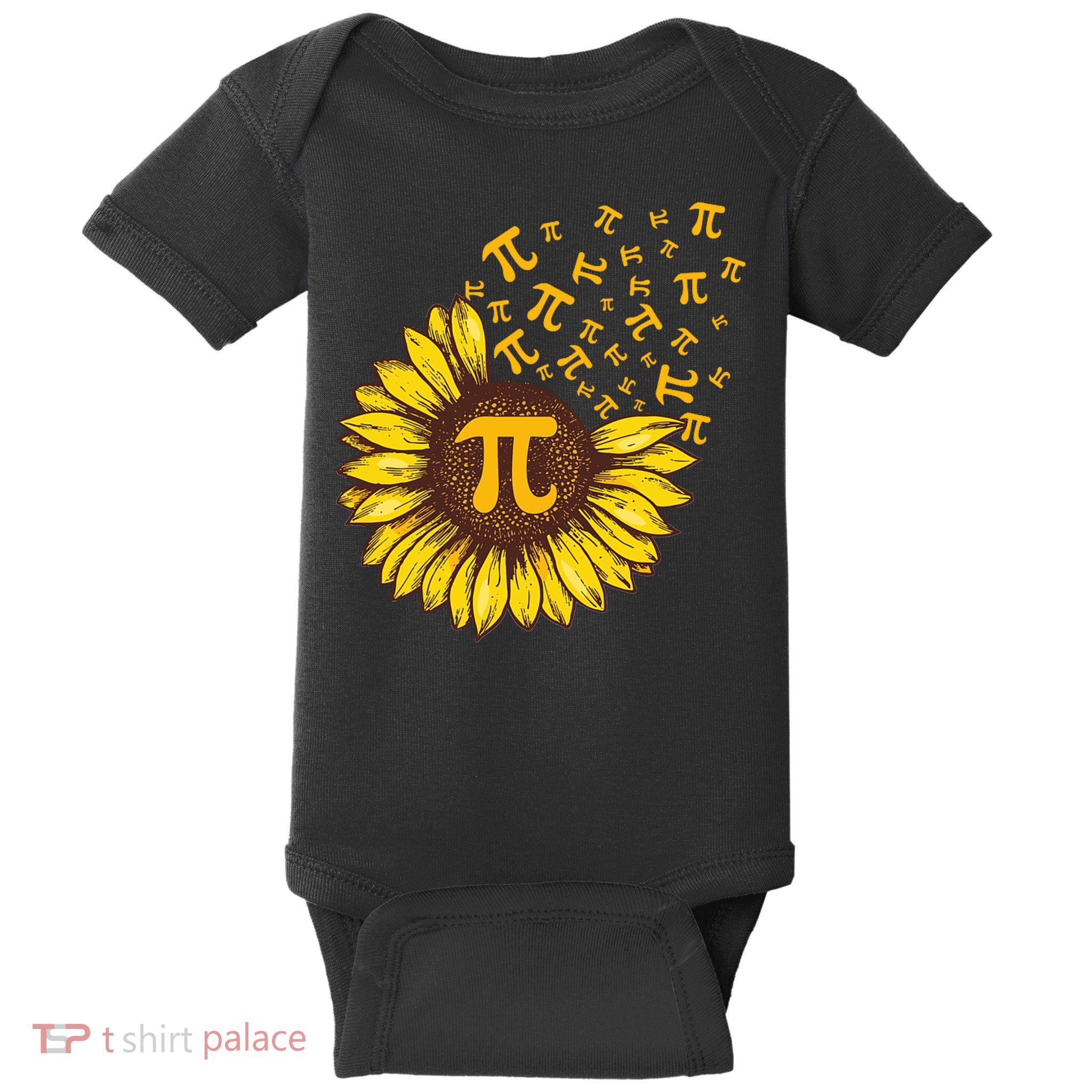 Pi Day Sunflower Floral Flower Baby Bodysuit