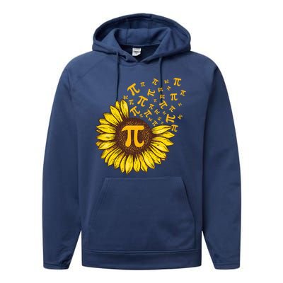 Pi Day Sunflower Floral Flower Performance Fleece Hoodie