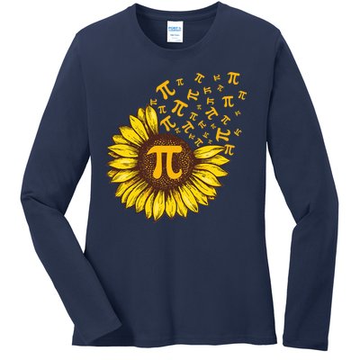 Pi Day Sunflower Floral Flower Ladies Long Sleeve Shirt