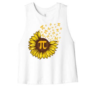 Pi Day Sunflower Floral Flower Women's Racerback Cropped Tank