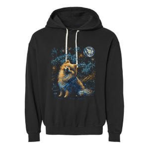 Pomeranian Dog Starry Night Dogs Lover Gifts Graphic Garment-Dyed Fleece Hoodie