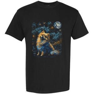 Pomeranian Dog Starry Night Dogs Lover Gifts Graphic Garment-Dyed Heavyweight T-Shirt