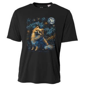 Pomeranian Dog Starry Night Dogs Lover Gifts Graphic Cooling Performance Crew T-Shirt