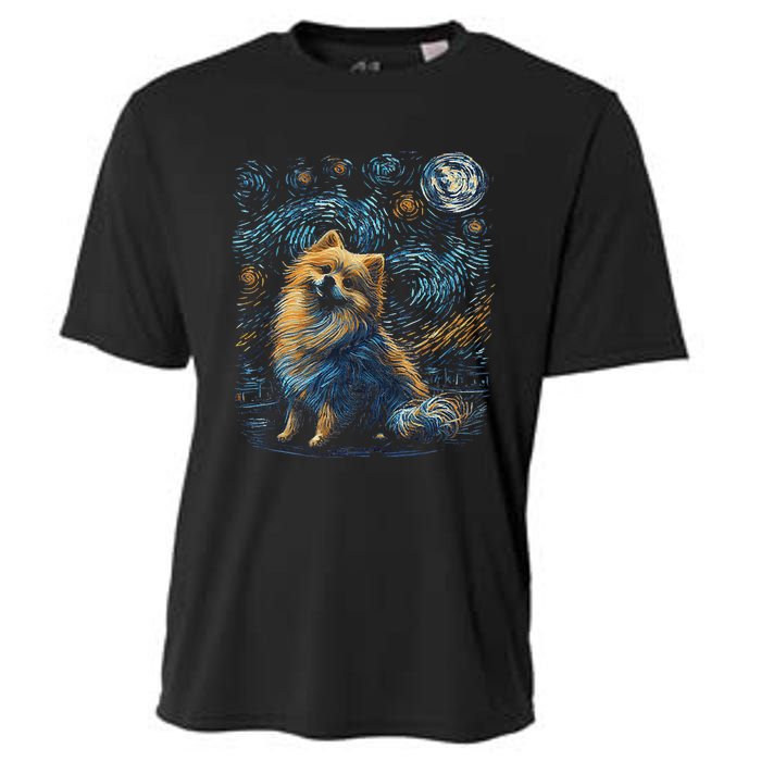 Pomeranian Dog Starry Night Dogs Lover Gifts Graphic Cooling Performance Crew T-Shirt