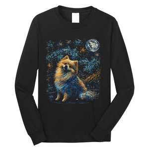 Pomeranian Dog Starry Night Dogs Lover Gifts Graphic Long Sleeve Shirt