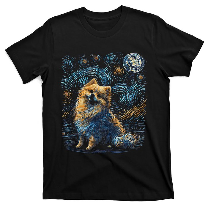 Pomeranian Dog Starry Night Dogs Lover Gifts Graphic T-Shirt